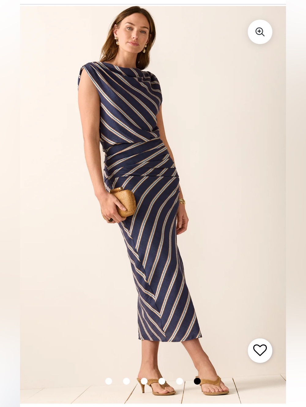 NWT Evereve size L Alice midi dress in blue combo stripe